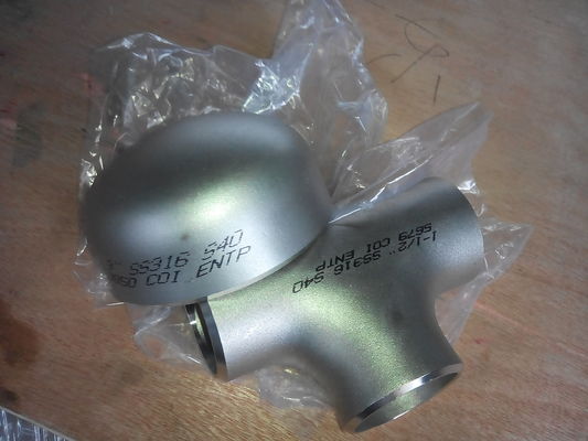 45D 90D 180D Pipa Stainless Steel Lurus Tee Butt Weld SS304L SS316L STD SCH40