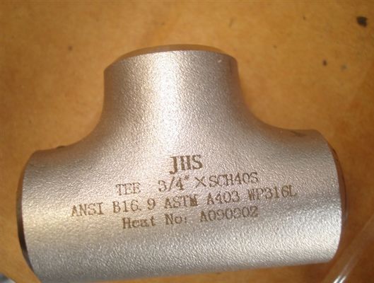 45D 90D 180D Pipa Stainless Steel Lurus Tee Butt Weld SS304L SS316L STD SCH40